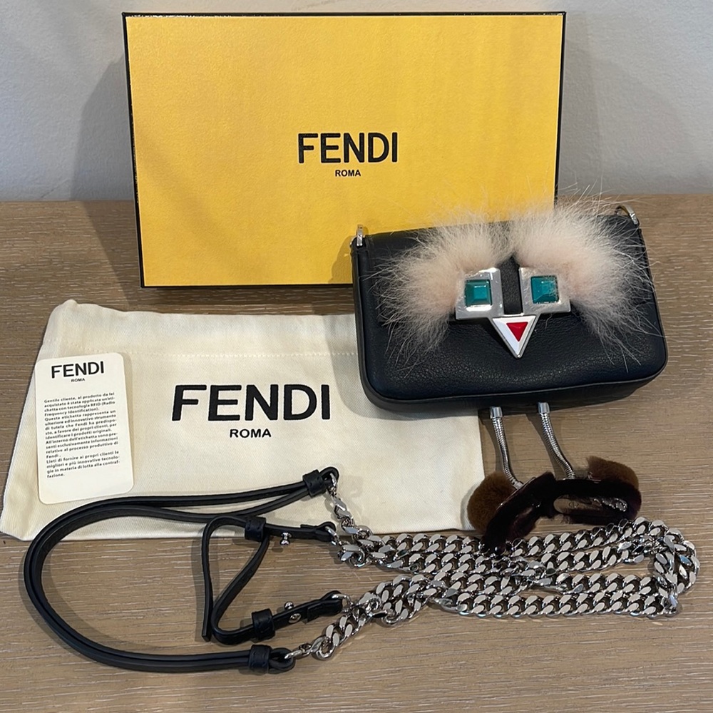 Fendi Micro Monster Eyes Fur Baguette